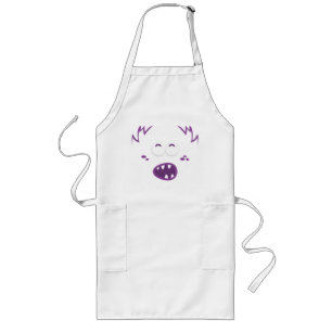 Lila Monster Ansikte Apron Långt Förkläde