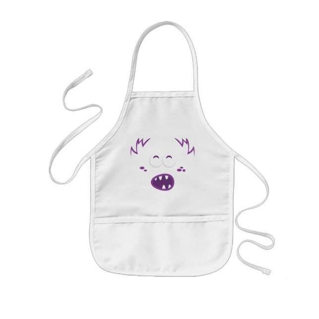 Lila Monster Ansikte Barn Apron Barnförkläde (Framsidan)