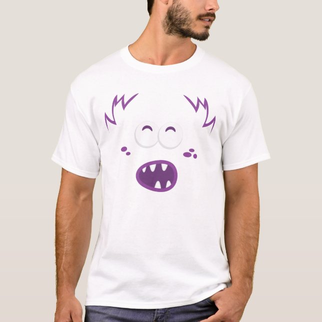 Lila Monster Ansikte Clothing Tee Shirt (Framsida)