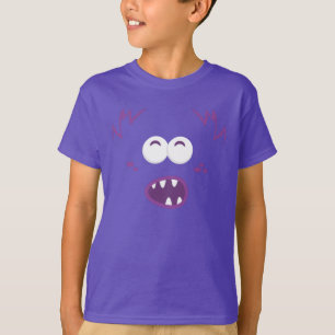 Lila Monster Ansikte Kids Clothing Tee