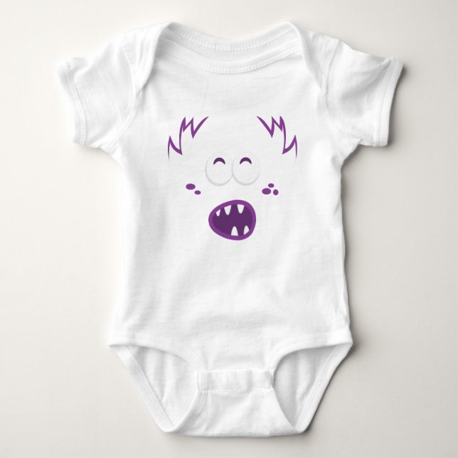 Lila Monster Ansikte Kids Clothing Tee Shirt (Framsida)