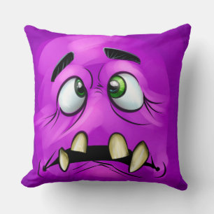 Lila Monster Ansikte Kudde