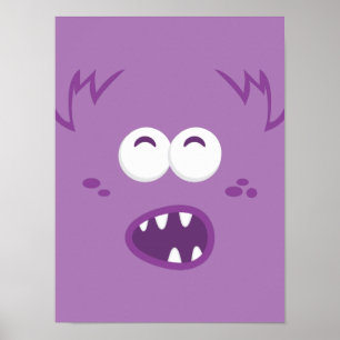 Lila Monster Ansikte Poster Skriv ut