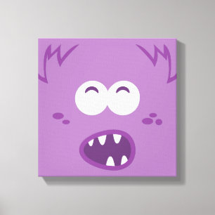 Lila Monster Ansikte Wrapped Canvas