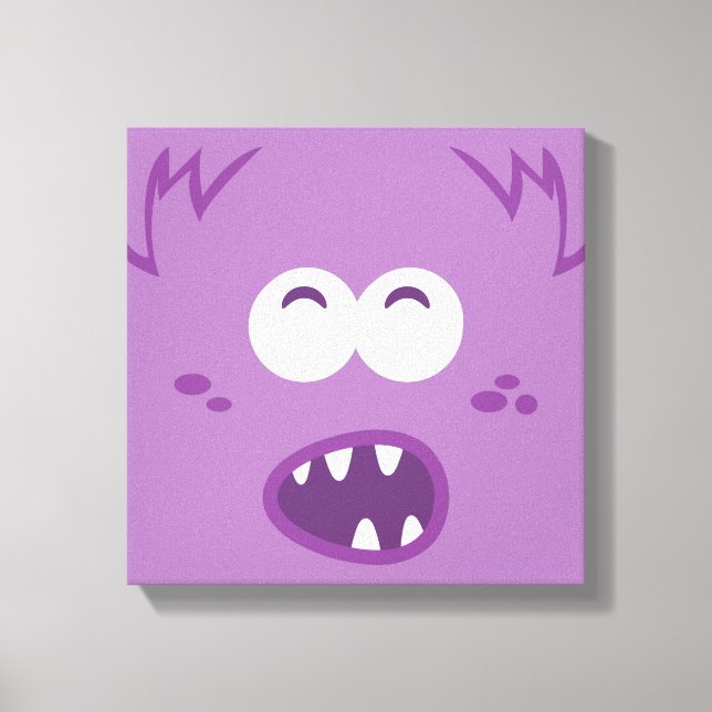 Lila Monster Ansikte Wrapped Canvas (Framsida)