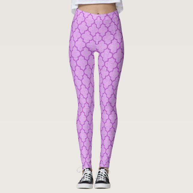 Lila Mönster Halloween Leggings (Framsida)