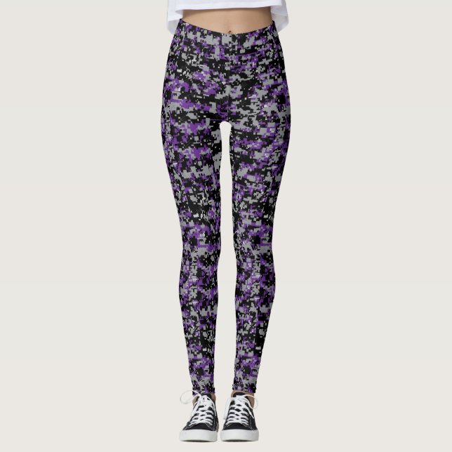 Lila Mönster Kvinnors kamouflage Leggings (Framsida)