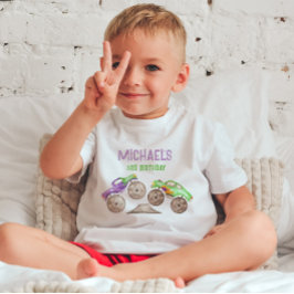 Lila Monster Lastbilar Birthday Boy T Shirt