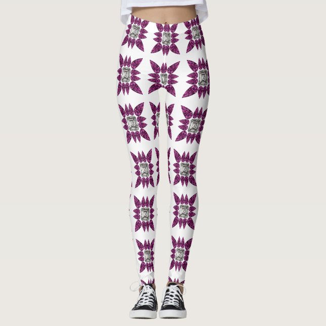 Lila Mönster Leggings (Framsida)
