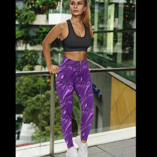 Lila Mönster Leggings - Söt