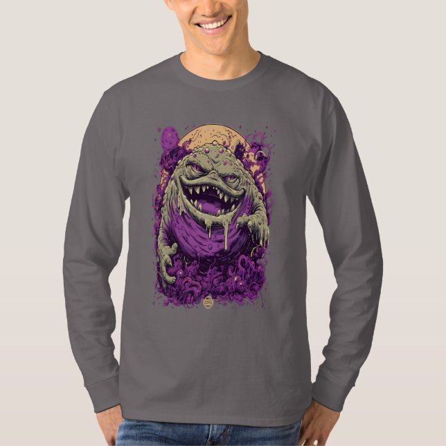 Lila monster mörk serie långärmad t shirt (Framsida)