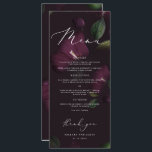 Lila Moody Blooms Calligraphy Bröllop Middag Meny<br><div class="desc">Ställ in platsen för ett glamoröst Halloween bröllop med vår Moody Lila Blooms-samling för Elegant! Med djupa blommigtar och sofistikerad kalligrafi, våra inbjudningar, skyltar och dekorerar elegans med ett gotiskt mysterium. Den här samlingen är en perfekt för ett oförglömligt firande och tillför en mörkrets romantisk fläkt till din speciella dag....</div>