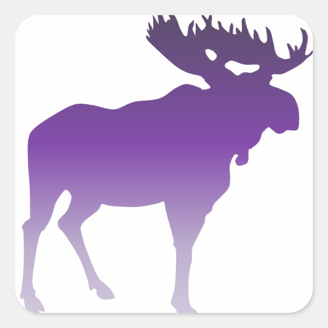 Lila Moose Fyrkantigt Klistermärke (Framsida)