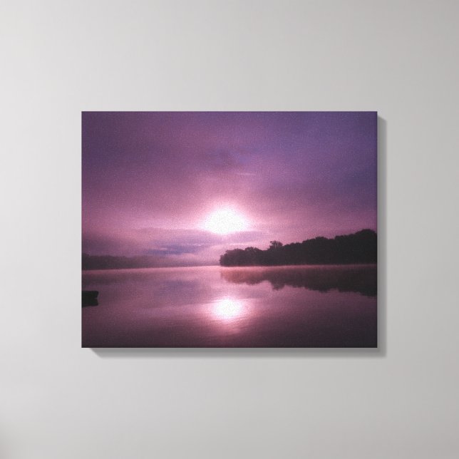 Lila Morgon Sunrise on CT River Kanvastryck (Framsida)
