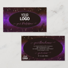 Lila Mörk Burgundy Galaxy Glitter Stars Add Logoty Visitkort
