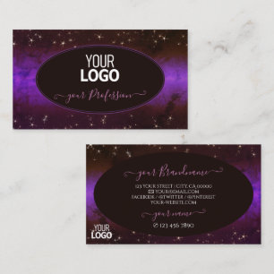 Lila Mörk Burgundy Galaxy Glitter Stars Add Logoty Visitkort