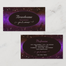 Lila Mörk Burgundy Galaxy Glitter Stars Universe Visitkort