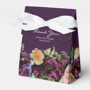 Lila Mörk Moody Eleganten Blommigt Bröllop Tack Presentaskar