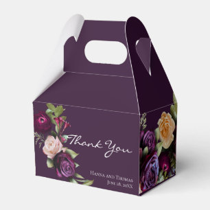 Lila Mörk Moody Eleganten Blommigt Bröllop Tack Presentaskar