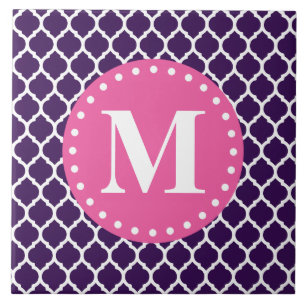 Lila Moroccan Lattice Rosa Monogram Kakelplatta