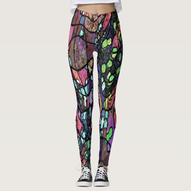 Lila Mosaic Design Leggings (Framsida)