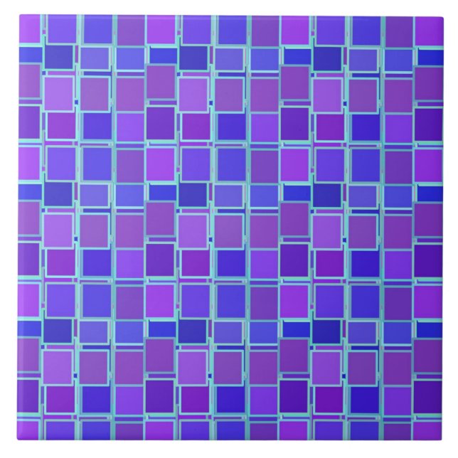 Lila Mosaic Squares Tile Mönster Kakelplatta (Framsidan)