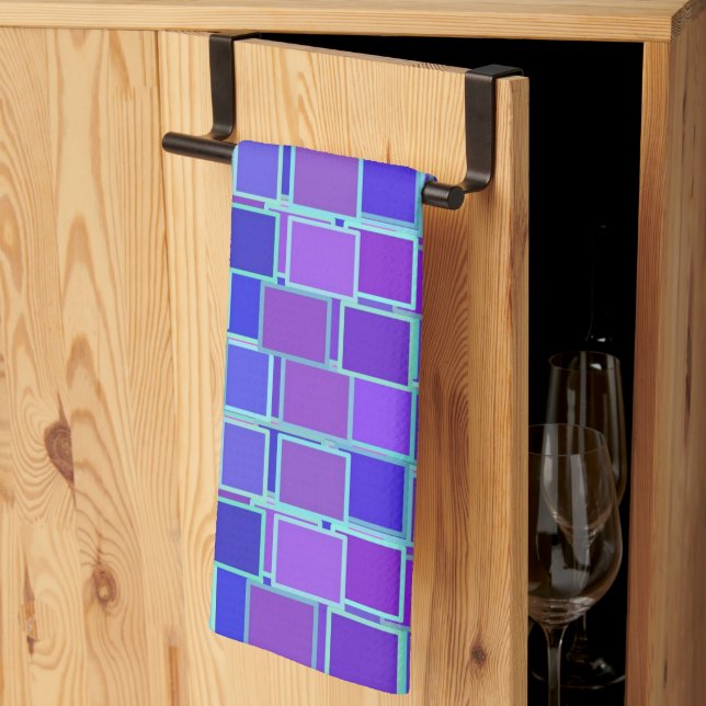 Lila Mosaikrutor Kakel Mönster Kökshandduk (Thirds Fold)