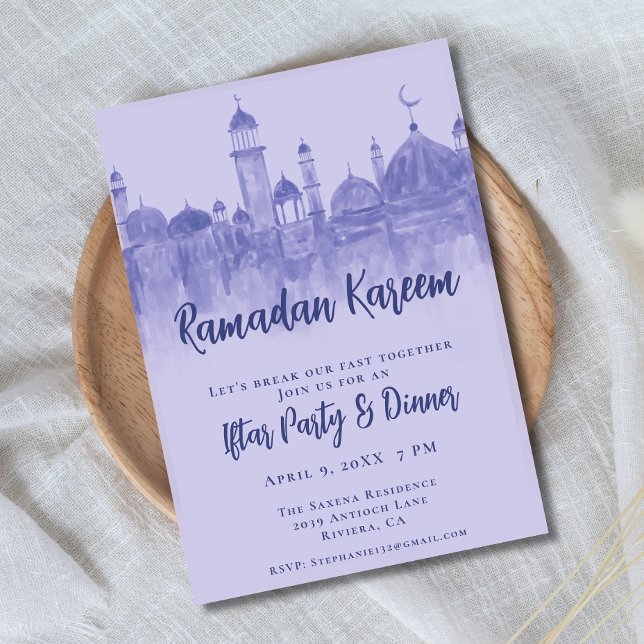 Lila Mosque Ramadan Iftar Dinner Party Inbjudningar (Skapare uppladdad)