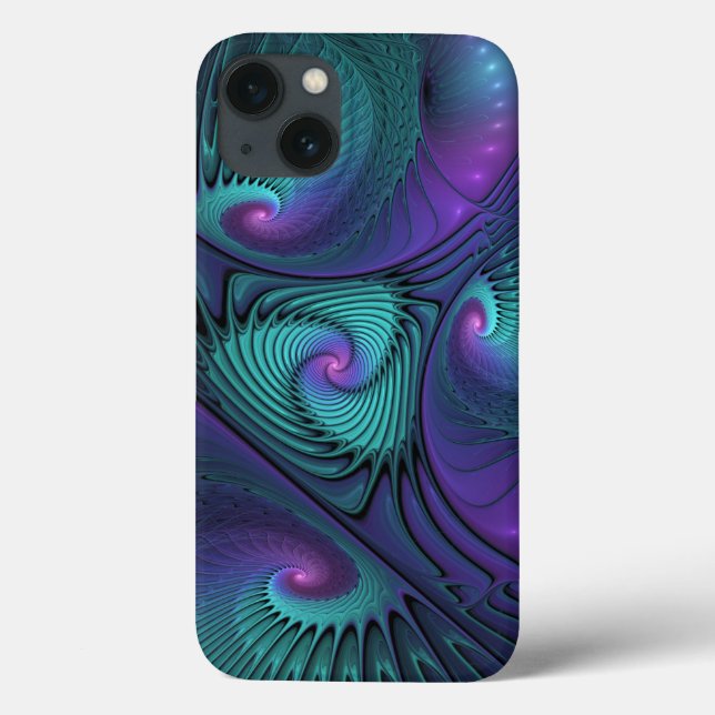Lila möter turkos modern abstrakt Fractal Art (Baksida)
