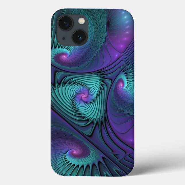 Lila möter turkos modern abstrakt Fractal Art (Baksida)