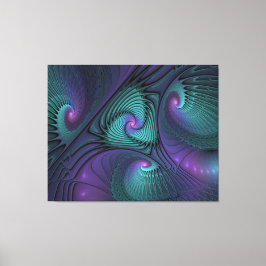 Lila möter turkos modern abstrakt Fractal Art Canvastryck
