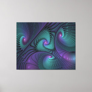 Lila möter turkos modern abstrakt Fractal Art Canvastryck