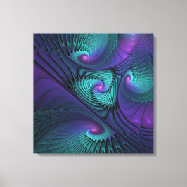Lila möter turkos modern abstrakt Fractal Art Canvastryck