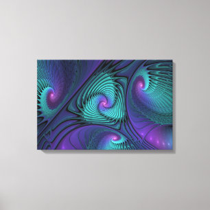 Lila möter turkos modern abstrakt Fractal Art Canvastryck