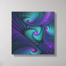 Lila möter turkos modern abstrakt Fractal Art Canvastryck