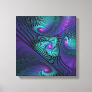 Lila möter turkos modern abstrakt Fractal Art Canvastryck