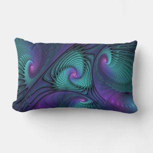 Lila möter turkos modern abstrakt Fractal Art Lumbarkudde