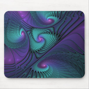 Lila möter turkos modern abstrakt Fractal Art Musmatta