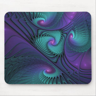 Lila möter turkos modern abstrakt Fractal Art Musmatta