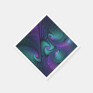 Lila möter turkos modern abstrakt Fractal Art Pappersservett
