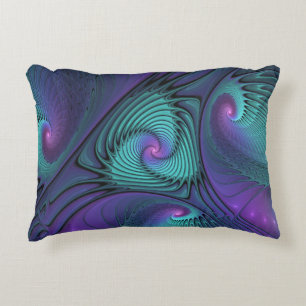 Lila möter turkos modern abstrakt Fractal Art Prydnadskudde