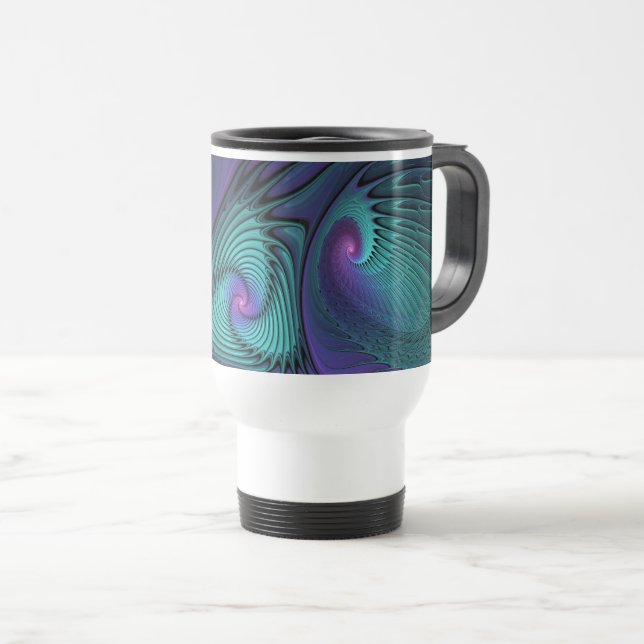 Lila möter turkos modern abstrakt Fractal Art Resemugg (Framsida höger)