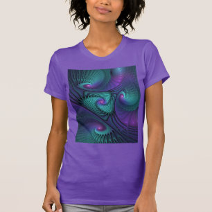 Lila möter turkos modern abstrakt Fractal Art T Shirt
