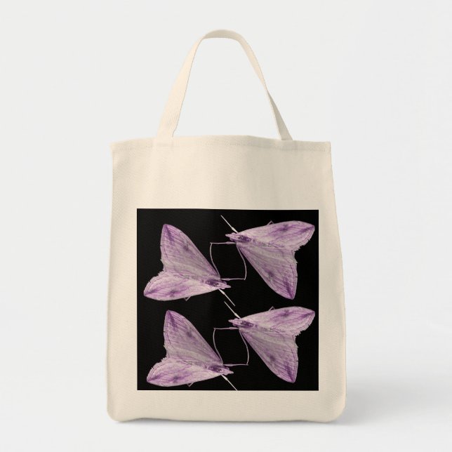 Lila Moth Art Tote Bag Tygkasse (Framsidan)
