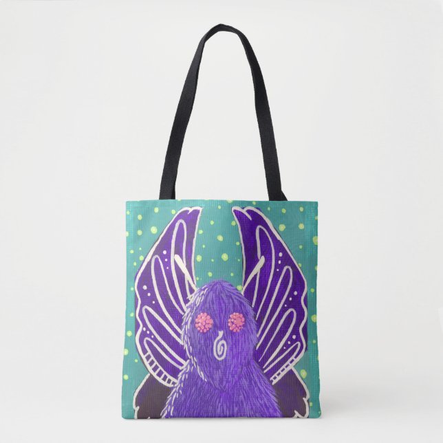Lila Mothman-handväskor Tygkasse (Framsida)