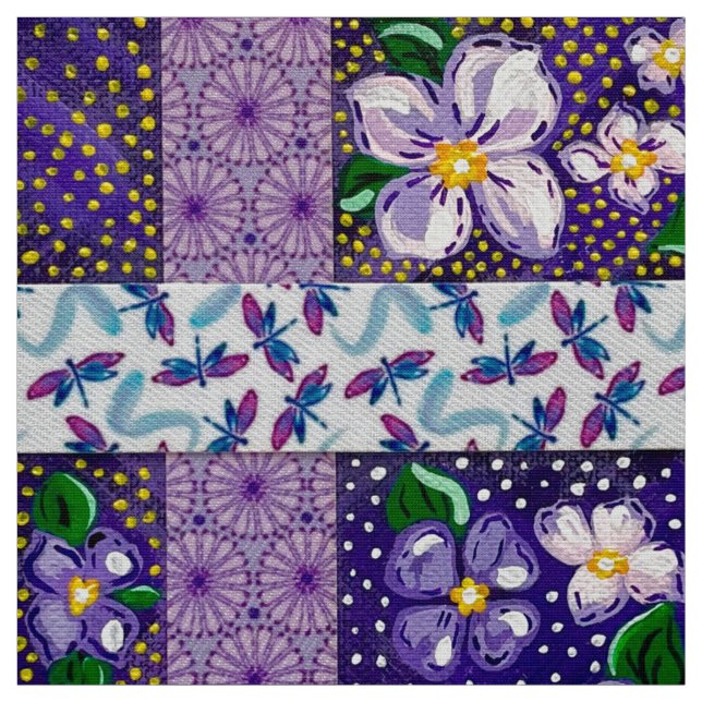 Lila Mountain Flowers Fabric Tyg (Provkarta)
