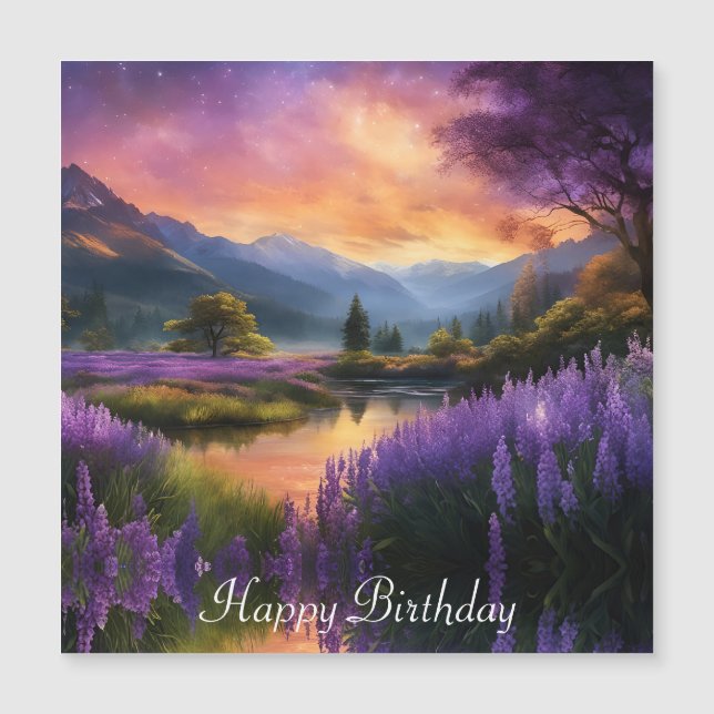 Lila Mountain Valley Sunrise Birthday (Framsida)