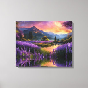 Lila Mountain Valley Sunrise Canvastryck