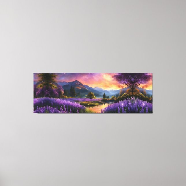 Lila Mountain Valley Sunrise Canvastryck (Framsida)