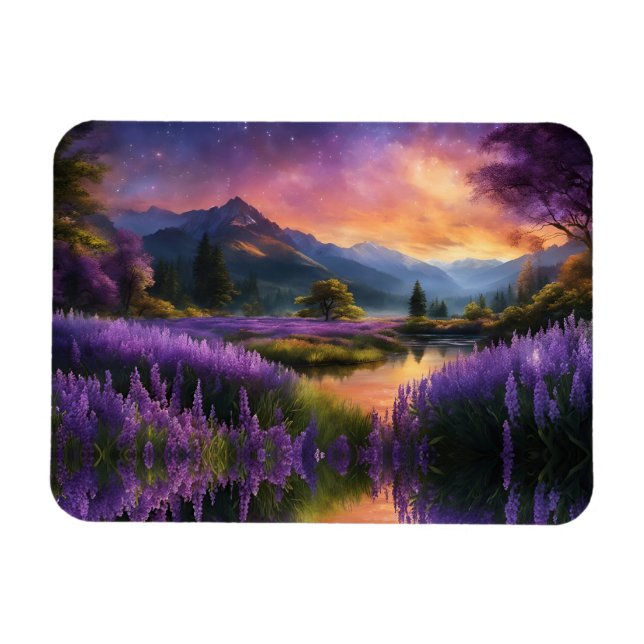 Lila Mountain Valley Sunrise Magnet (Horisontell)